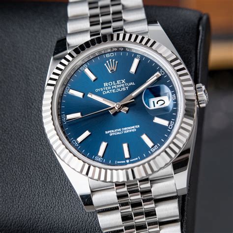 rolex datejust 41 blue dial fluted bezel|rolex datejust 41 diamond bezel.